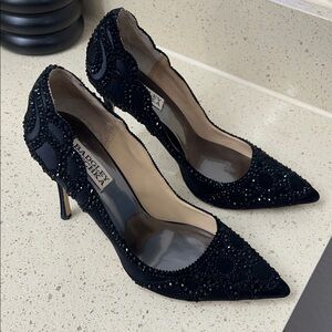 Badgley Mischka Black Beaded Heels